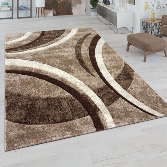 Paco Home Vloerkleed Woonkamer Laagpolig Vintage Handgemaakt Contour Gesneden 3D Look 160x230 cm