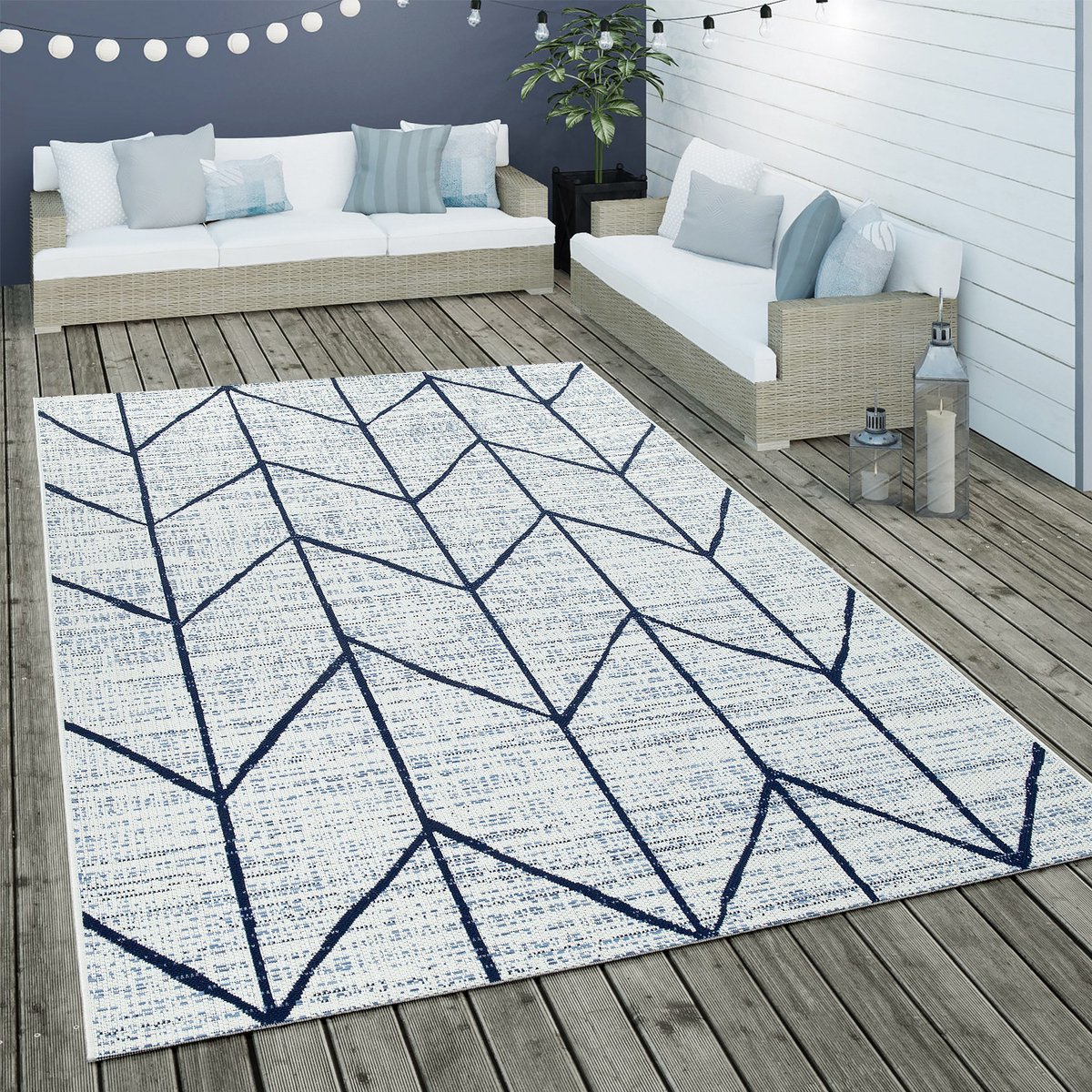 Paco Home Vloerkleed Van Platweefsel Voor Binnen En Buiten Geometrisch Ruitmotief In Wit 160x230 cm