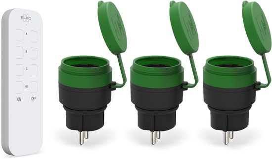 ELRO RC2300 Draadloze Schakelaar Set – 3x Slimme stekker + Afstandsbediening – Buiten gebruik – 70m bereik