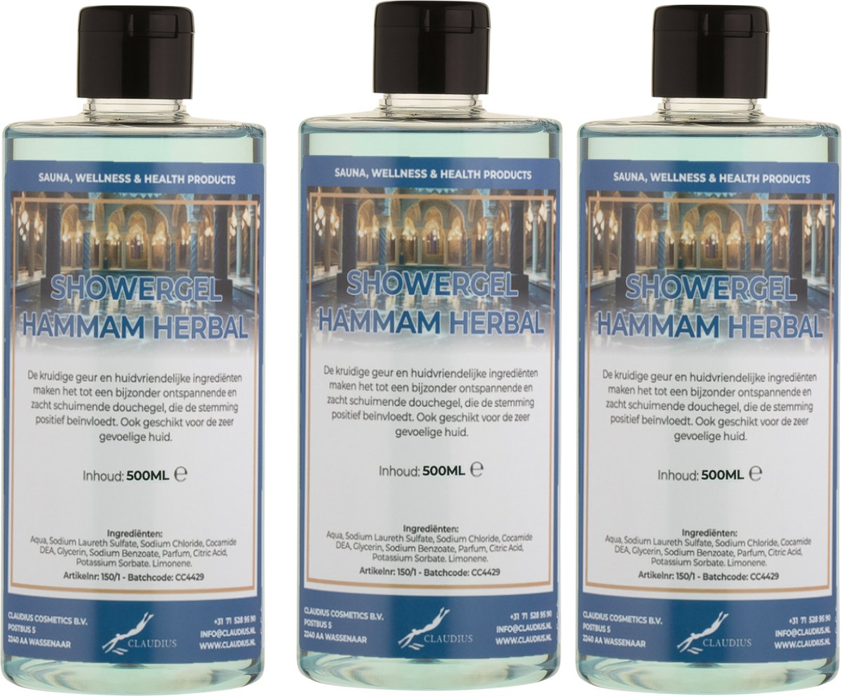 Goedkoopste Douchegel Hammam Herbal 500 ml - met klepdop - set van 3 stuks - Showergel