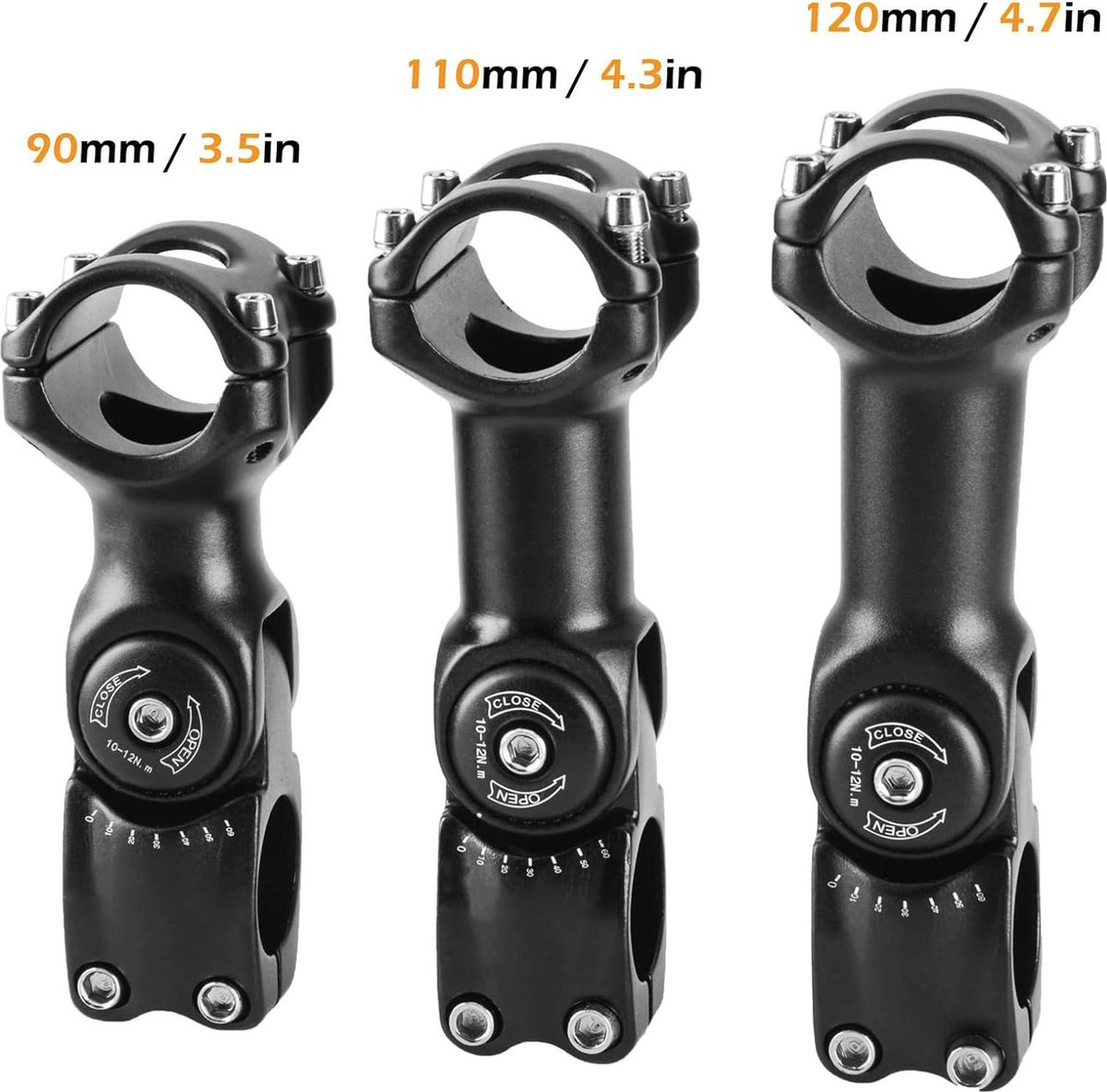 Potence Vélo Réglable TRIWONDER 0-90° - Pour VTT, Route, BMX Diamètre 25.4/31.8mm