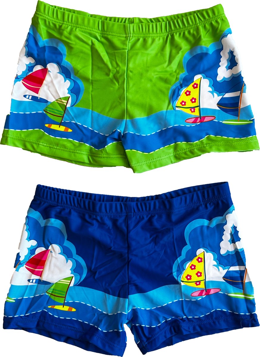 Zwembroeken kinderen met patroon groen en blauw 7-8 jaar