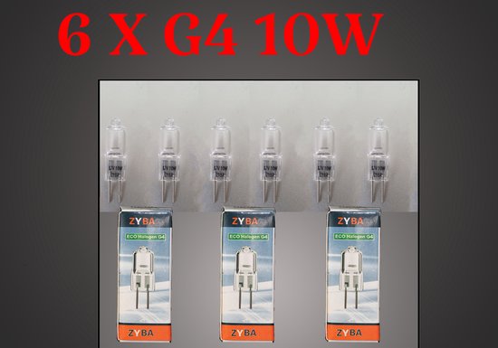 6X eco halogeen G4 lampen 10 watt- G4 steeklampen- warmwit en dimbaar