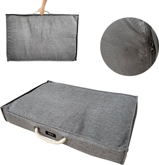 4L Textil ZOE Hondenkussen, waterdicht, met hoes, hondenbed, waterafstotend, hondenkussen voor middelgrote honden, wasbaar hondenbed, middelgrote honden, 60 x 50 cm, donkergroen