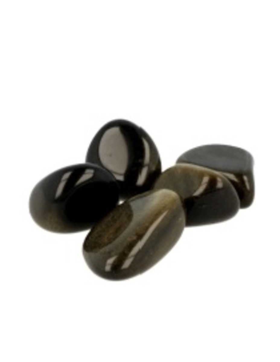 Ruben Robijn Obsidiaan goud 100 gr. trommelstenen (mt3) Zwart
