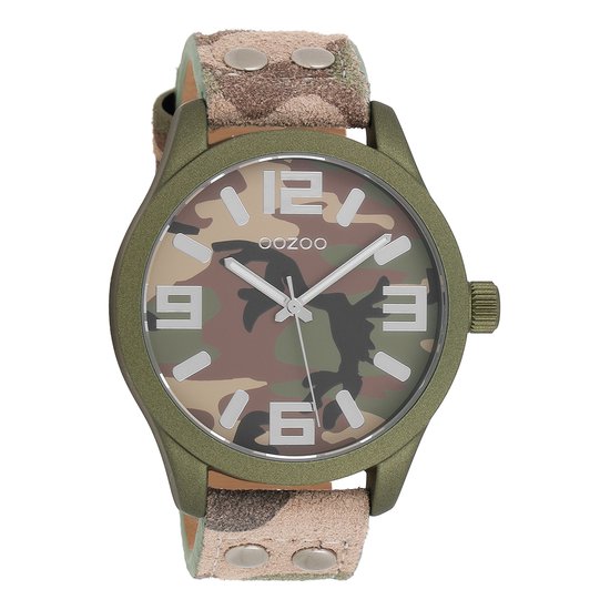 OOZOO Timepieces - Groene horloge met groene leren band - C1067