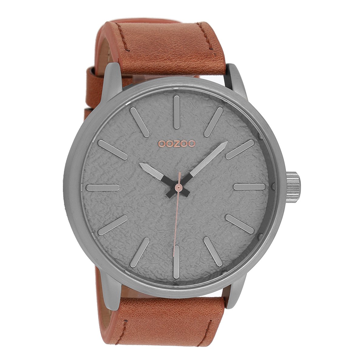 OOZOO Timepieces - Titanium horloge met cognac leren band - C9025