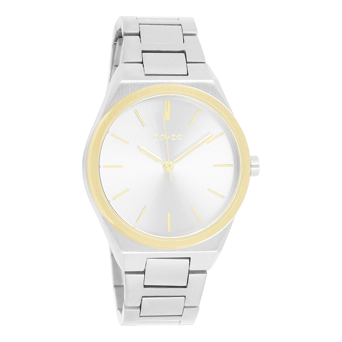 OOZOO Timepieces - Zilver-goudkleurige horloge met zilverkleurige roestvrijstalen armband - C10526