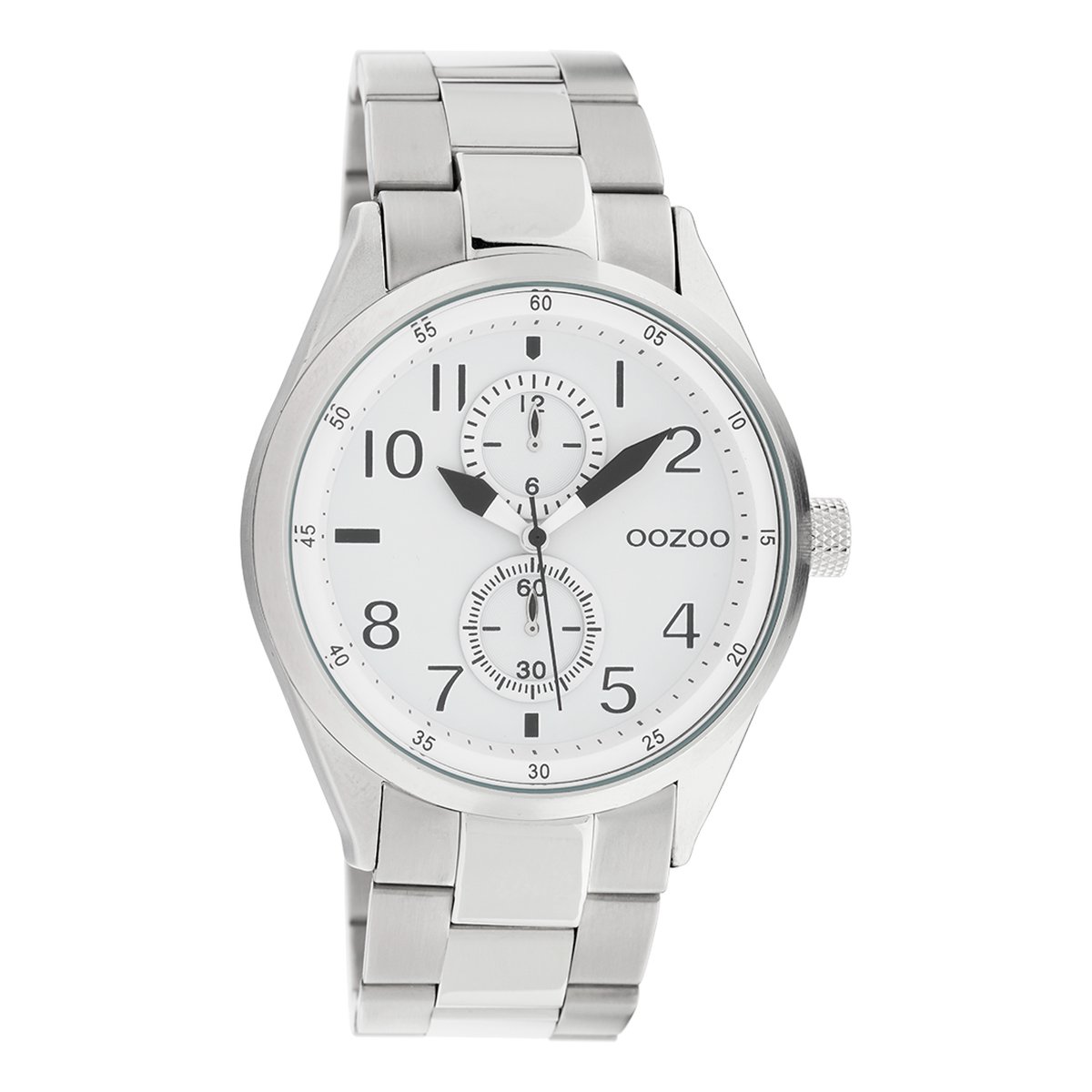 OOZOO Timepieces - Zilverkleurige horloge met zilverkleurige roestvrijstalen armband - C10630