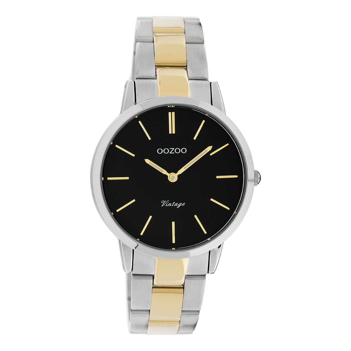 OOZOO Timepieces - Zilver-goudkleurige horloge met zilver-goudkleurige roestvrijstalen armband - C20107