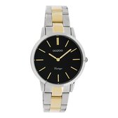 OOZOO Timepieces - Zilver/goudkleurige horloge met zilver/goudkleurige roestvrijstalen armband - C20107