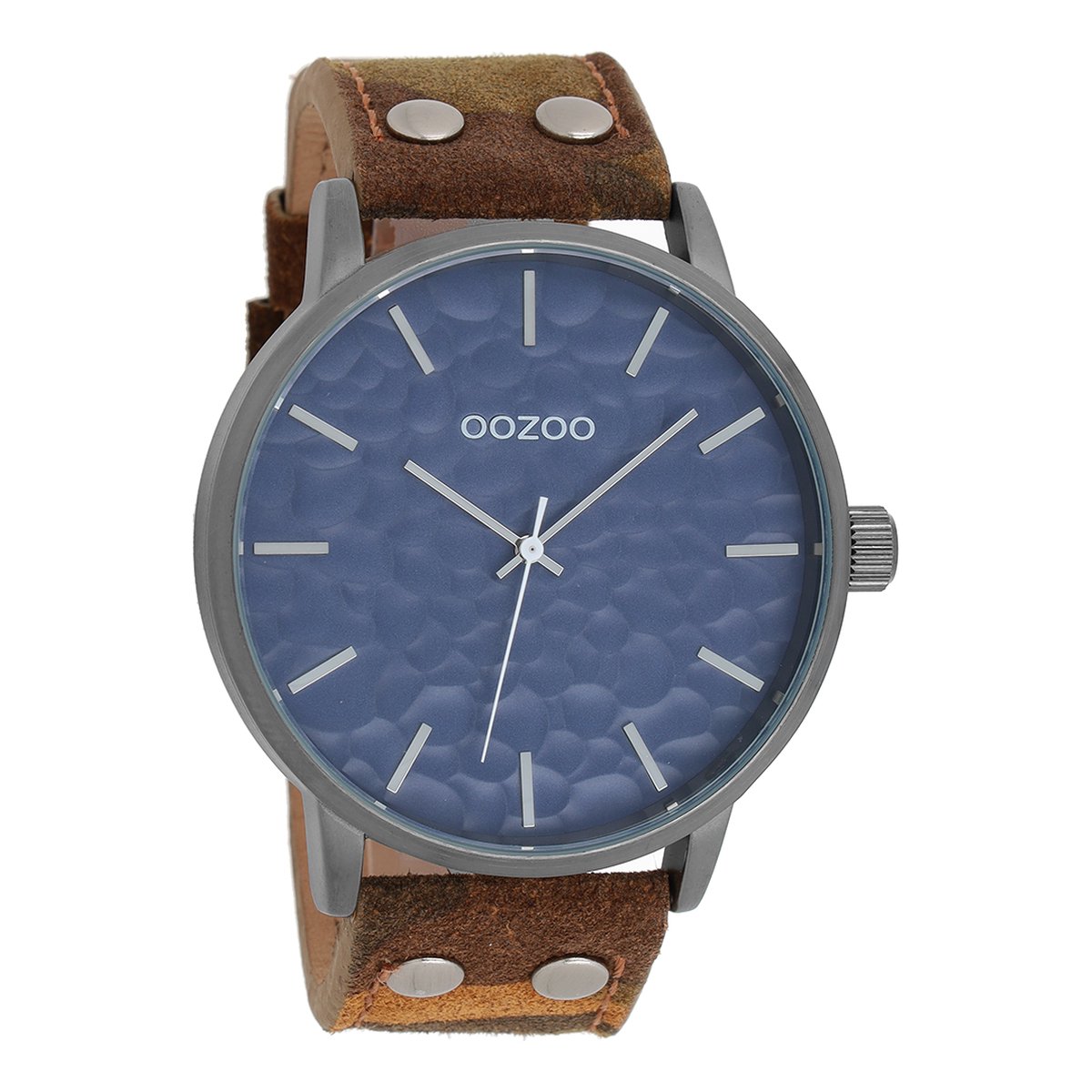 OOZOO Timepieces - Titanium horloge met camouflage leren band - C10461