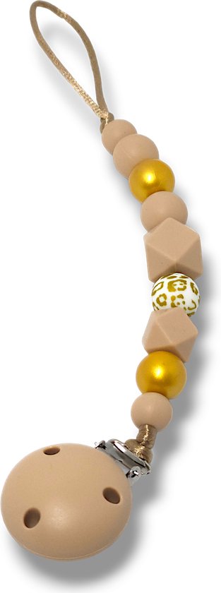 Speenkoord met Siliconen Clip Leopard Lalieloe - Speenhouder - Meisje - Jongen- Handgemaakt in Nederland