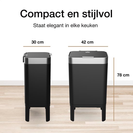 Loftey Prullenbak 60 Liter Duo Afvalbak Met Binnenbak Zwart RVS Bol Loftey Prullenbak 60 Liter Duo Afvalbak Met Binnenbak Zwart RVS Bol