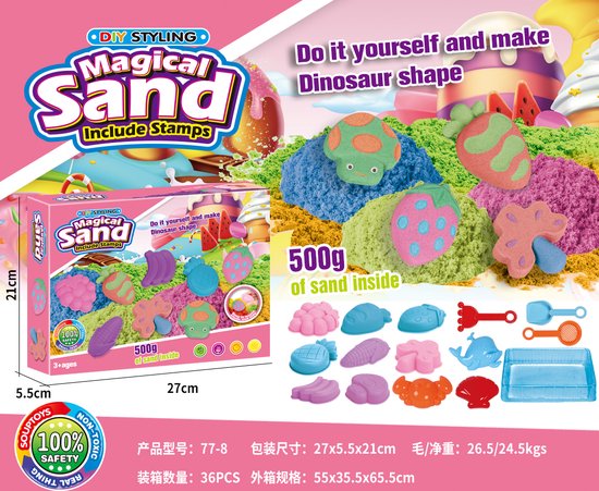 Dynamic Sand – Speelzand – Kinetisch Zand 3+ Jaar – Diertjes en Groentjes