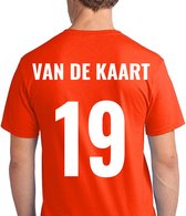 Oranje voetbal EK/WK-shirt met rugtekst Van de Kaart + NL Leeuw op borst (wit) | Maat XL | Oranje EK/WK-shirt Heren - Oranje EK/WK-shirt Dames - Grappig Oranje shirt