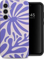 Selencia Hoesje Geschikt voor Samsung Galaxy A55 Hoesje - Selencia Vivid Backcover - Modern Bloom Sapphire Blue