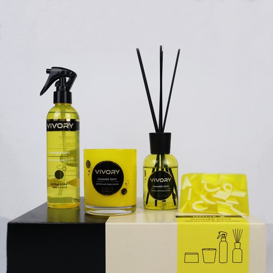 Vivory Luxe Geschenkset HOME - 4 grote producten met de geur van verveine/lemon - Summer Days collectie
