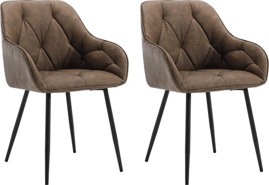Set van 2 Stoelen - Luxe Eetkamerstoel - Eetkamerstoelen - 2 stoelen - Moderne look - Donker bruin