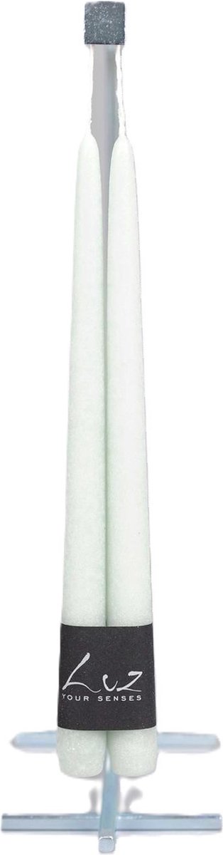 Luz - Rustieke Dinerkaarsen - Sea Foam - 2,2xL30cm - ca. 40 branduren 2 x2 kaarsen