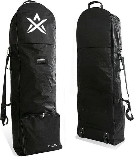 Sac de voyage de golf avec roues - Sac de golf - Zwart - Sac de voyage de Golf - Robuste - Logo brodé - ATHLIX