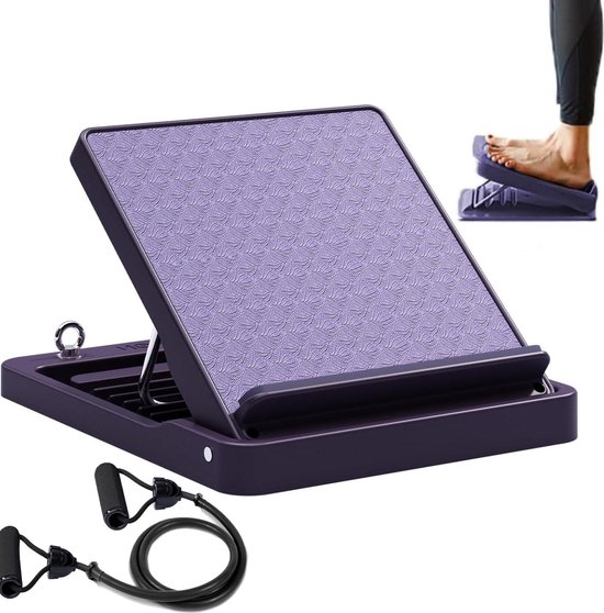 Foto: Verstelbaar kalf stretcher proiron slant board voor kuiten stretching met weerstandsbanden