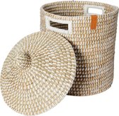 Return to Sender | Mand met deksel 36 cm wit en naturel kaisagras