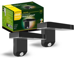 Calex Smart Outdoor Solar Buitenlamp - Slimme Wandlamp - Bediening via Calex App - RGB en Warm Wit - Zwart - 2 Stuks