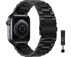 Innerlight® Metal - Zwart - 42/44/45/46/49mm - Metalen bandje geschikt voor Apple Watch - Stainless Steel Watch Band - Geschikt als Apple watch bandje voor Series 1/2/3/4/5/6/7/8/9/10/11/12/SE/Ultra 1/2/3/4