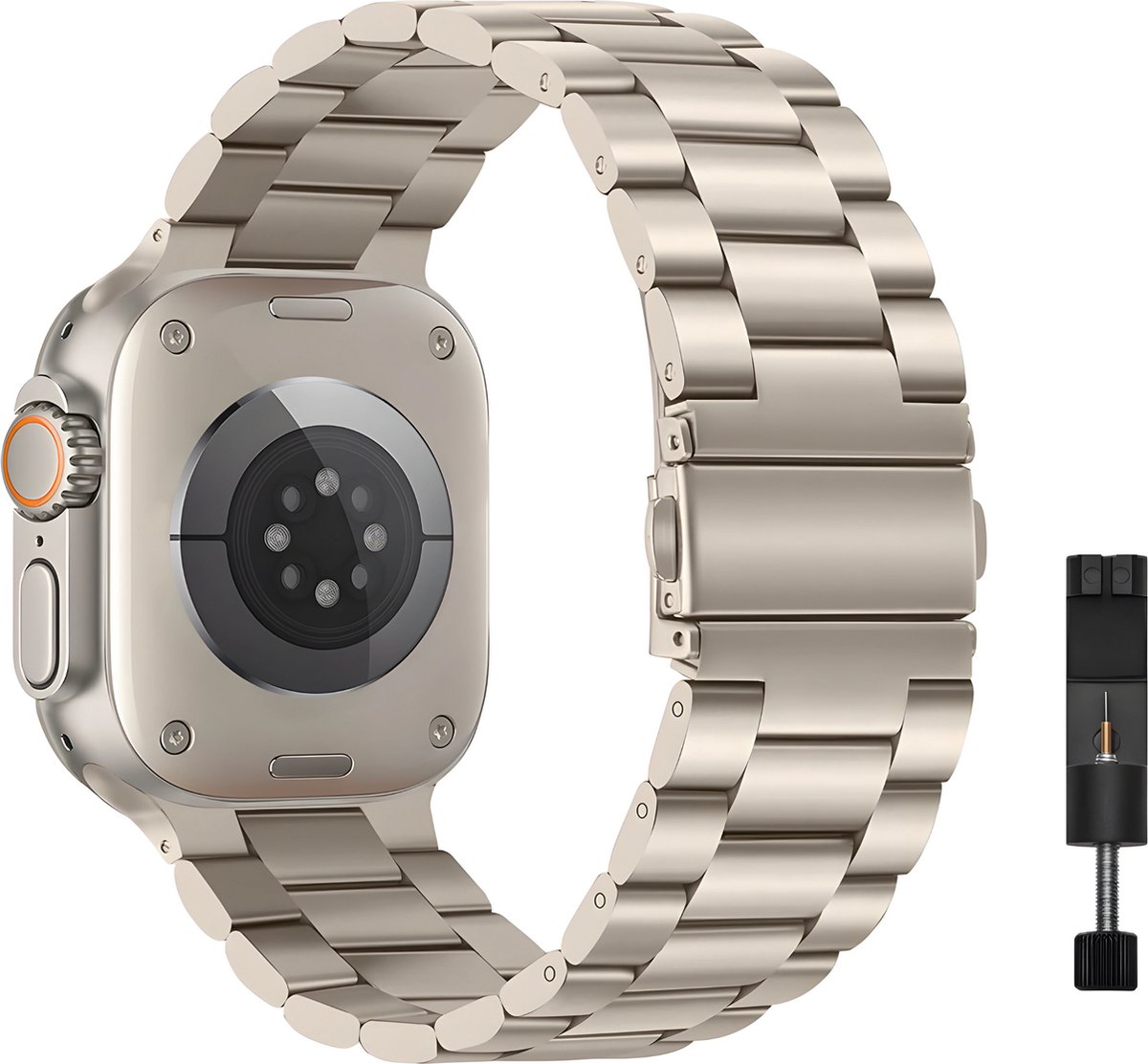 Innerlight® Metal - Starlight - 38/40/41mm - Metalen bandje geschikt voor Apple Watch - Stainless Steel Watch Band - Roestvrijstaal - Geschikt als Apple Watch bandje voor Series 1/2/3/4/5/6/7/8/9/10 42mm/11 42mm/SE