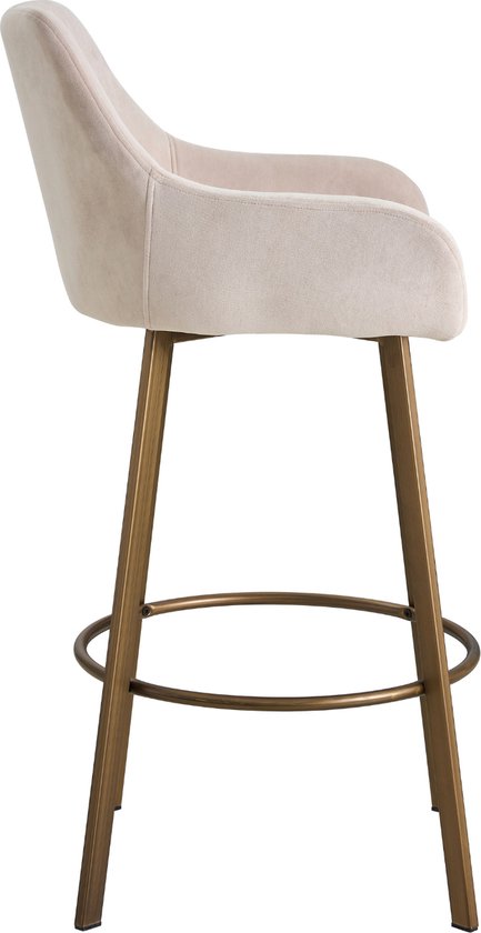 Colenis® - Tabouret de bar Barista - Chaise de bar - Set de 2 - Beige - Velours - Velours - Design - Industriel - Pieds Or Brossé - Tabourets de bar