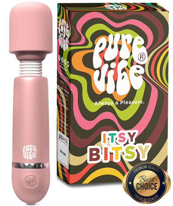PureVibe® Itsy-Bitsy Mini Magic Wand Massager - Fluisterstil & Discrete Stimulator - Luxe Vibrator - Vibrators voor Vrouwen - Premium Clitoris Stimulator - Compacte Seksspeeltjes - Sex Toys voor vrouwen en koppels | Lady Pink