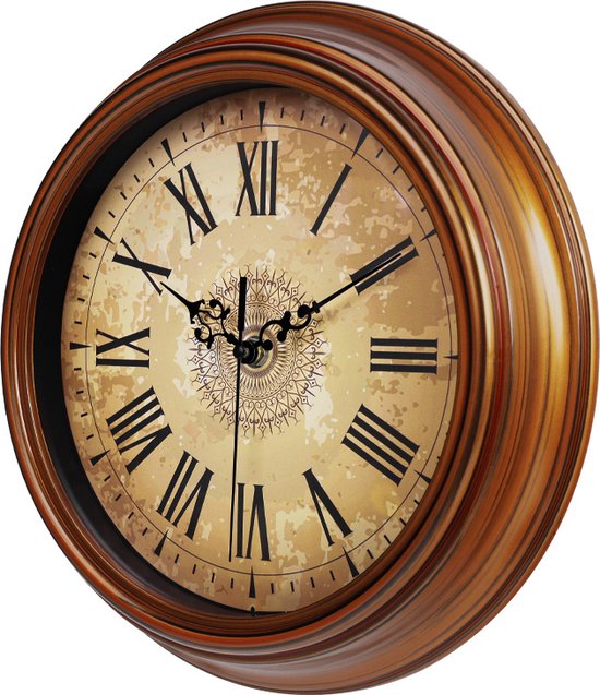IvoQ Vintage Retro Wandklok – 30cm - Stil Uurwerk - ABS/Metaal - Vintage