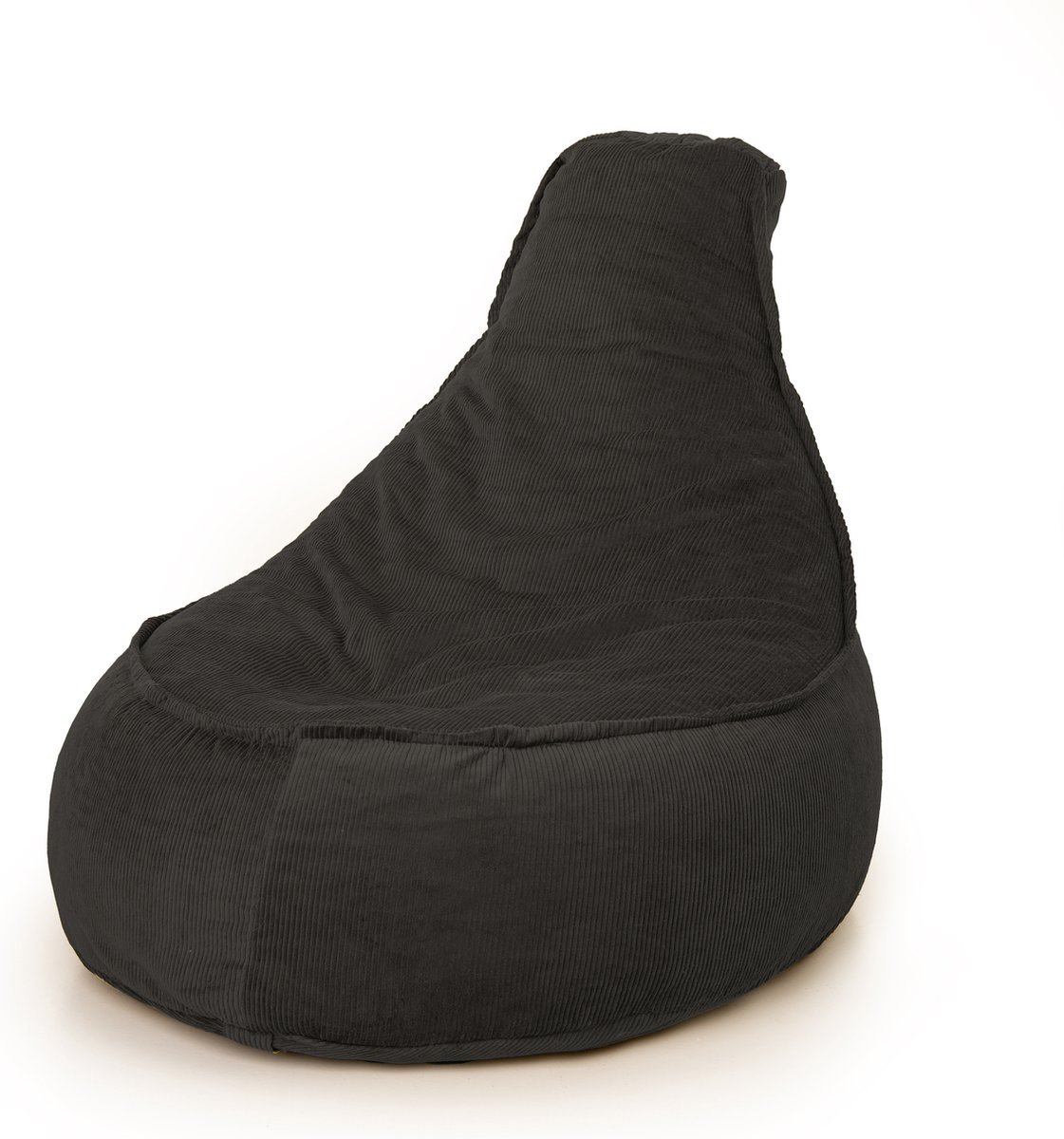 Drop & Sit - zitzak/stoel - trendy rib (corduroy) - zwart - Noa JR - 100 Liter