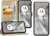 Hoesje geschikt voor Motorola Edge 30 Neo - Screenprotector Glas - Portemonnee Book Case Goud