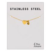 Letter S Armband Goudkleurig - Stainless Steel - Initiaal & Hartje Hanger - Initialen Armband op Cadeau Kaartje - Pax Amare