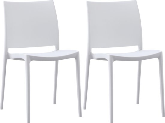 CLP Meton Set de 2 Chaises de jardin - Empilable - Facile d'entretien - Résistant aux intempéries - Plastique - blanc