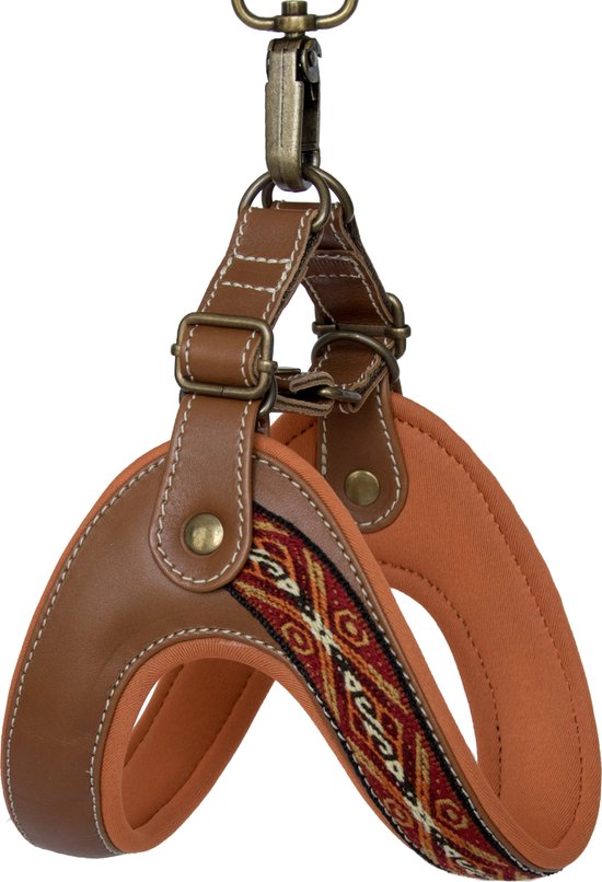 Dogs Love Munay hondentuigje - hondenharnas - instaptuigje - leder - Asiri bruin - 3XL