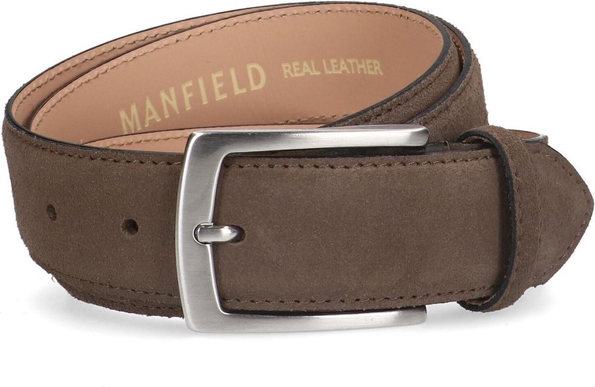 Manfield - Heren - Taupe suède riem - Maat 105