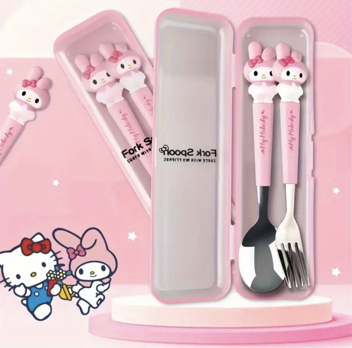 Goedkoopste Sanrio - My Melody bestekset - lepel en vork - Kuromi - Hello Kitty - Cinnamoroll - PomPomPurin - Pochacco - kawaii