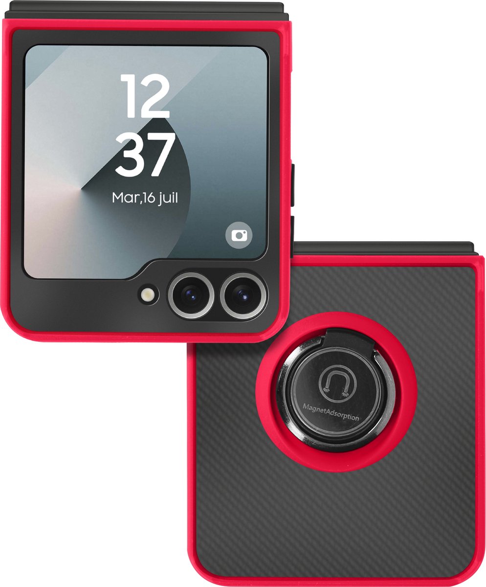 Avizar Ringhoes Geschikt voor Samsung Galaxy Z Flip 6 Geïntegreerde Ondersteuning, Rood