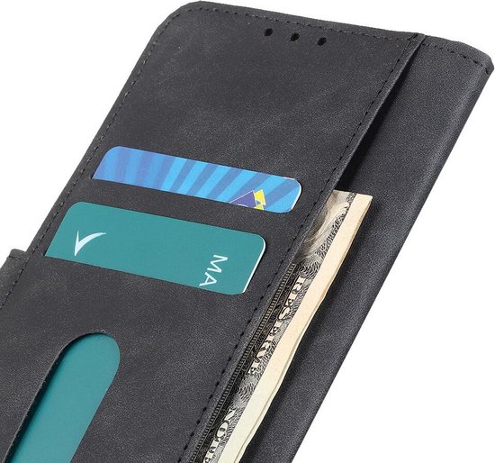 KHAZNEH Coque adaptée pour Xiaomi Poco F6 | Portefeuille rétro | Étui portefeuille | Standard | Porte-cartes | Noir