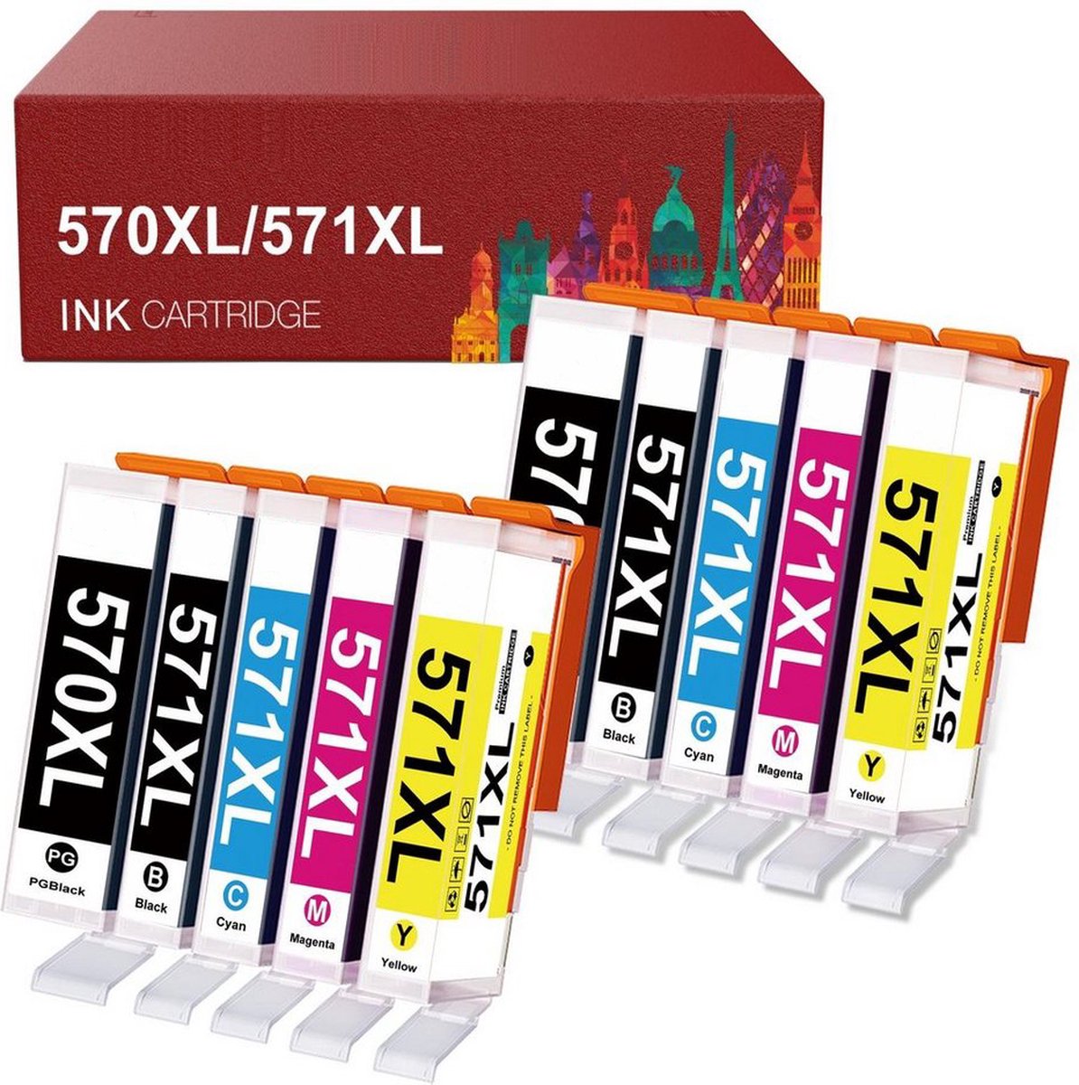 10-pack | Geschikt voor Canon 570/571 XL inktcartridges - Geschikt voor Canon Pixma MG5750 - MG5751 - MG6850 - MG7750 - MG7751 - MG7752 - TS5050 - TS5051 - TS5055