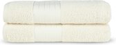 2x serviettes éponge en coton premium crème - 70x140 - qualité hôtelière - merveilleusement douces et souples - absorbant l'humidité - bord tissé - aspect luxueux