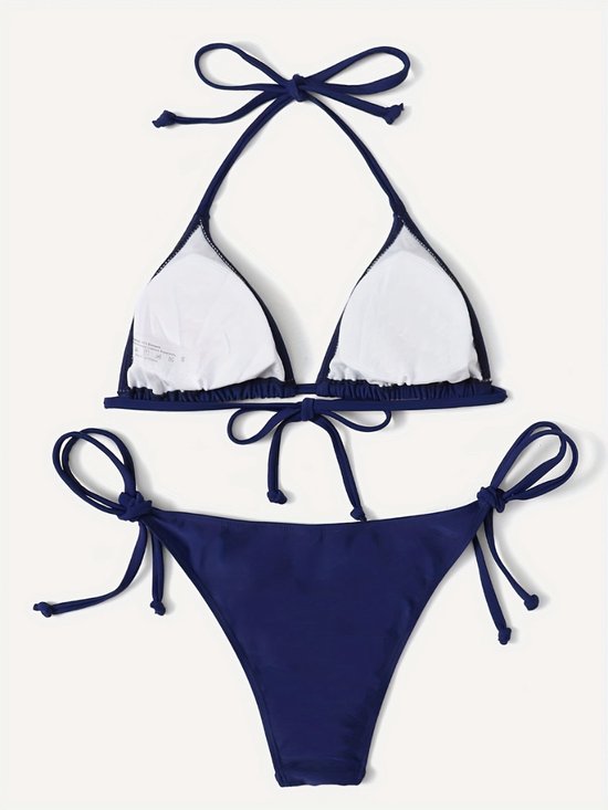 Nivard Bikini Femme - Bikini Filles - Maillot de Bain - Push Up - Maillots de Nager - Set Sexy - Haut & Bas - Bleu Marine - Taille XL