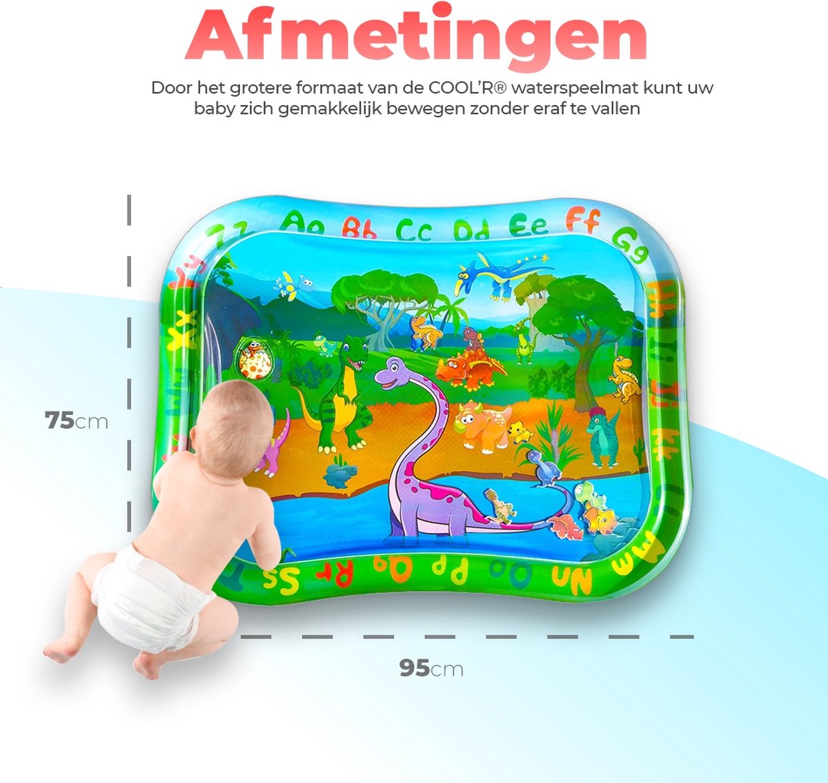 COOL'R® XXL Waterspeelmat - Groen - Met geluid - Speelmat - Opblaasbaar baby water speelmat - Speelkleed - Waterspeelgoed - Baby speelgoed 0 jaar - Kraamcadeau - Kinderspeelgoed - Tummy Time - Baby Gym — afbeelding 3