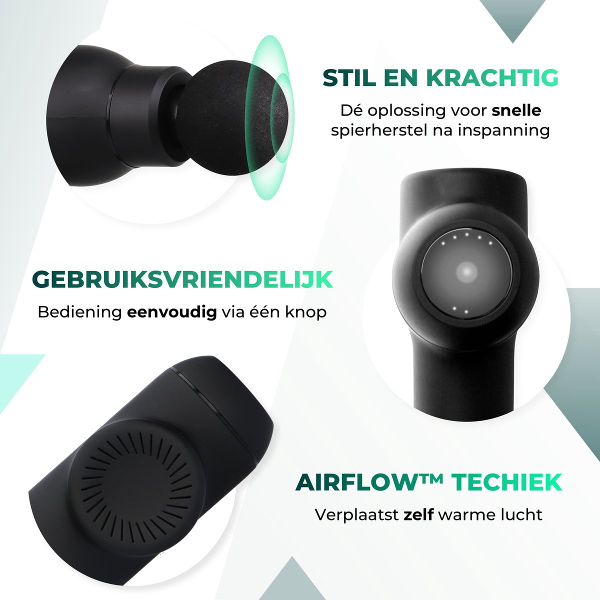 Afbeelding 2 van Massagerr® Massage Gun Professioneel - Krachtig Massage Pistool met Lange Batterijduur - Incl. Koffer & Standaard - Stil Massage Apparaat voor Sport & Ontspanning