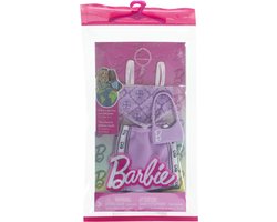 foto van Barbie Kleding Outfit en Accessoires - Paarse Rok met Paarse Top, Handtas en Ketting