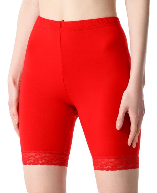 Bellivalini BLV-BLV50-216-LE Dames Leggings - Sport - Vrijetijdsbroek - Kort - Viscose - Sporbroek - Yogabroek - Rood - S