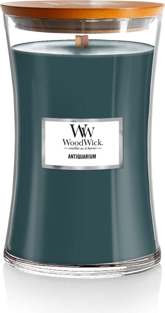 WoodWick Hourglass Large Geurkaars - Antiquarium - 130 branduren Donkerblauw